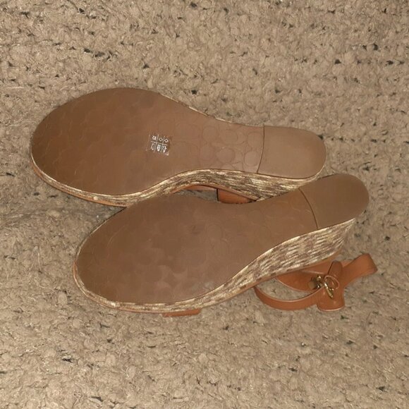 COACH-HIGH ESPADRILLE WEDGE SANDAL-STYLE# FG2110-Brown Leather-Sz 10B-NWOB - Picture 11 of 11